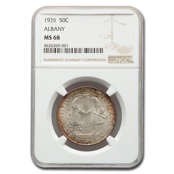 1936 Albany NY, Charter 250th Anniversary Commem MS-68 NGC 1936 Albany NY, Charter 250th Anniversary Commem MS-68 NGC